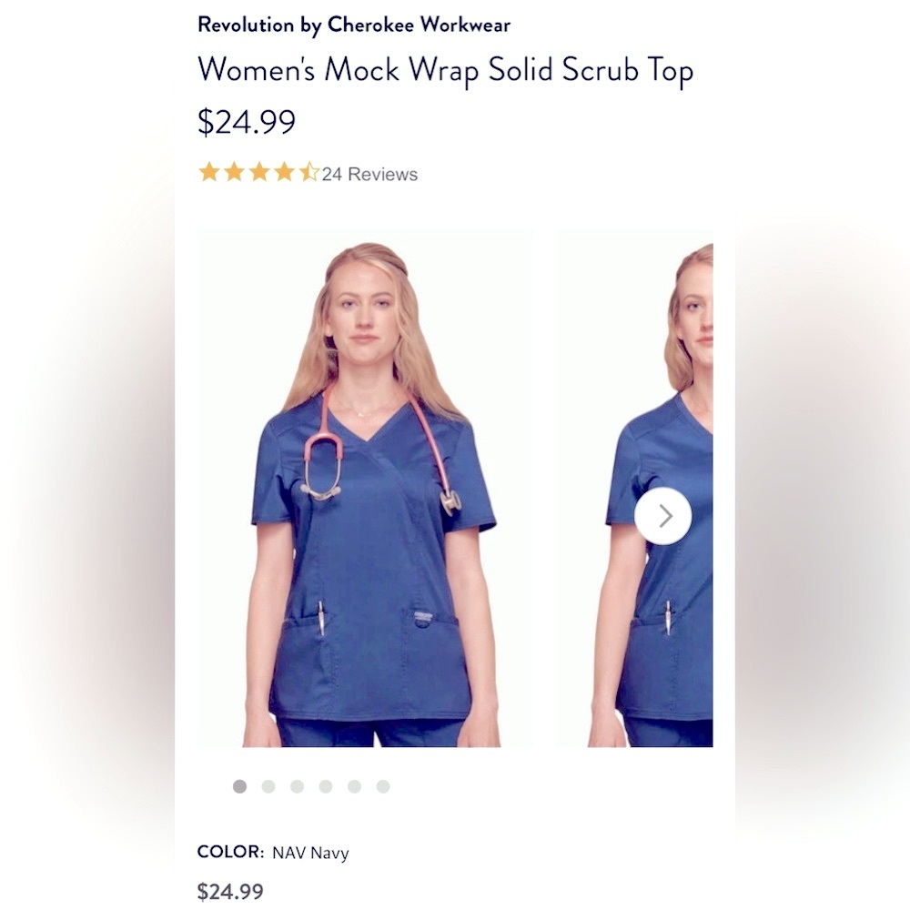 Cherokee Workwear Scrub Top • Size Small • Navy
